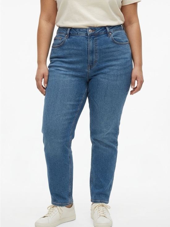 Martha Stewart Denim - Women's High-Rise Straight Jeans in Blue buttonfly plus size 14 nwt